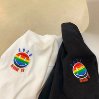2020 Warm up Rainbow Smiley Face Embroidery T-Shirt - Thumbnail 3