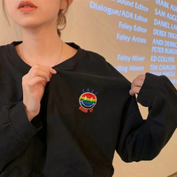 2020 Warm up Rainbow Smiley Face Embroidery T-Shirt - Thumbnail 6