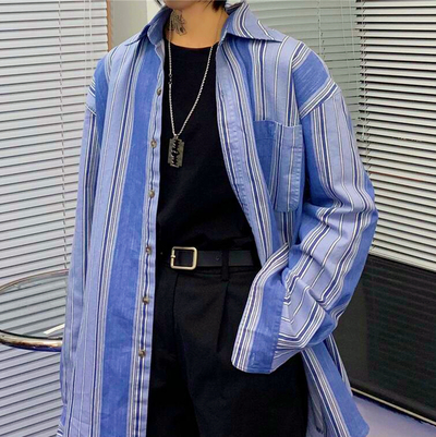 Vintage Blue Striped Shirt