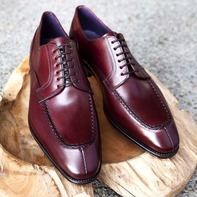 Handmade men burgundy split toe shoes, best leather shoes for men - Thumbnail 2