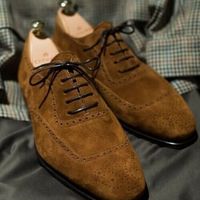 Handmade Men Brown Square Toe shoes, Best Suede Shoes for Men - Thumbnail 1