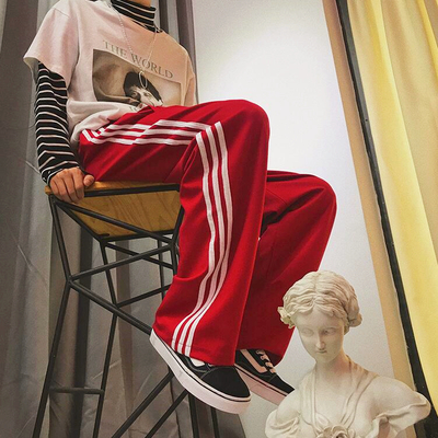 90s stripe wide-leg pants