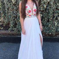 2019 White Split Prom Dresses,Embroidery Long Prom Dresses - Thumbnail 1