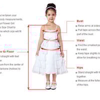 Vintage Juliet Sleeves Tea Length Round Neck Satin Flower Girl Dresses, Little Dresses - Thumbnail 4