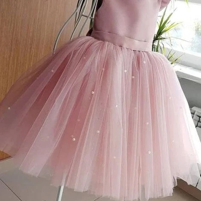 Lovely pretty pink round neck tulle flower girl dresses, cheap wedding little girl