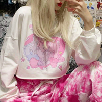 Love Heart Girl Printed High Waist White Top - Thumbnail 2