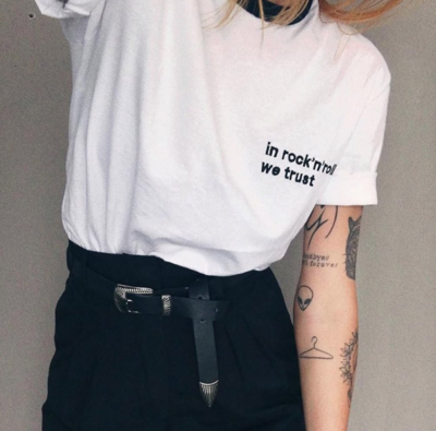 Free Shipping-"IN ROCK'N'ROLL WE TRUST" TEE