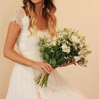Beautiful Long Ivory Lace Chiffon Beach wedding Dresses,Cheap Wedding Gowns,Cap Sleeves Wedding Gowns,617 - Thumbnail 2