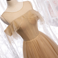High quality A line tulle long prom dress bridesmaid dress - Thumbnail 5