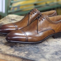 New Two Tone Cap Toe Handmade Christmas Gift Formal Wear Shoes - Thumbnail 1