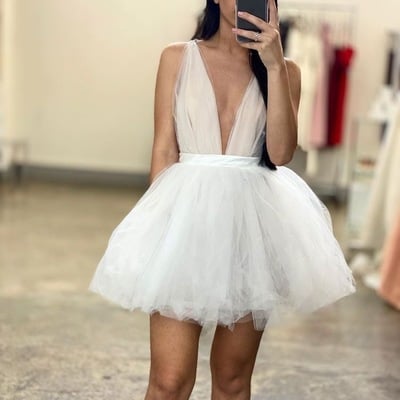 Deep v neck short homecoming dresses - Thumbnail 2