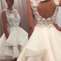 Short Open Back Homecoming Dresses with Appliques - Thumbnail 1