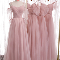Cute A line tulle long prom dress bridesmaid dress - Thumbnail 8