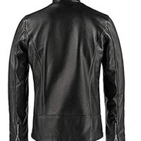 Black Vintage Fashion Style Biker Motor Cycle Sheepskin Leather Jacket - Thumbnail 1