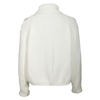 Striped High Neck White Knit Long Sleeve Sweater - Thumbnail 2