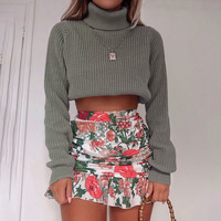 High Neck Long Sleeve Knitted Sweater - Thumbnail 3