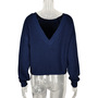 Long Sleeve Knit Open Back Solid Color Sweater-3