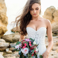 Beautiful Mermaid Sweetheart White Lace Wedding Dresses with Train - Thumbnail 1