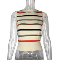 Women'S Knitted Striped Vest Top - Thumbnail 2