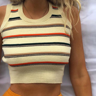 Women'S Knitted Striped Vest Top
