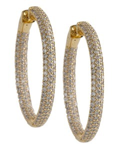 925 cz gold vermil pave hoops