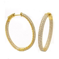 925 CZ GOLD VERMIL PAVE HOOPS - Thumbnail 1