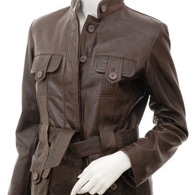 Custom made womens brown leather jacket