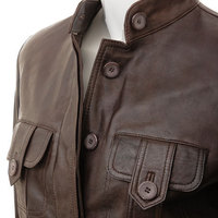 Custom Made Womens Brown Leather Jacket - Thumbnail 2