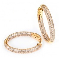 925 CZ GOLD VERMIL PAVE HOOPS - Thumbnail 2