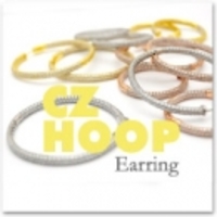 925 CZ GOLD VERMIL PAVE HOOPS - Thumbnail 3