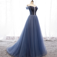 Gold tulle beads long ball gown dress formal dress - Thumbnail 6