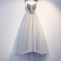 Gold tulle beads long ball gown dress formal dress - Thumbnail 7