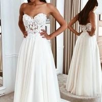 Strapless A-line Beach Wedding Dress, Fashion Custom Made Bridal Dress - Thumbnail 1