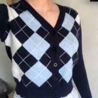 Free Shipping-90s ARGYLE CARDIGAN - Thumbnail 3