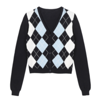 Free Shipping-90s ARGYLE CARDIGAN - Thumbnail 4