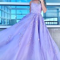 SP1016,Lilac Applique Beaded Tulle Prom Dresses,Long Evening Gown with Beaded - Thumbnail 2