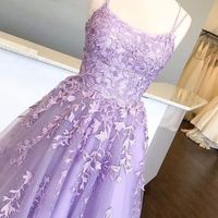 SP1016,Lilac Applique Beaded Tulle Prom Dresses,Long Evening Gown with Beaded - Thumbnail 1