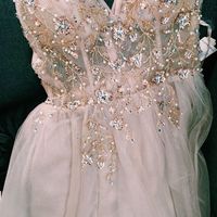 SP1020,Sexy Crystal Champagne Prom Dresses,Beaded V-Neck Evening Prom Dresses,Long Party Dress with Slit - Thumbnail 2