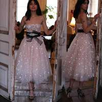 SP1021,Wild Stars Ombre Light Pink Midi Homecoming Dresses,Sparkly Celestial Wedding Gown with Stars and Sequins  - Thumbnail 5