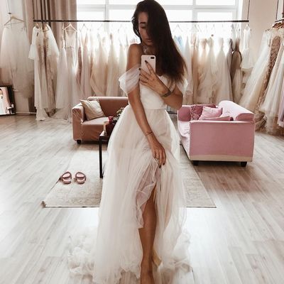 Sp1025,white off the shoulder tulle pleated wedding dresses,cheap hands made bridal gown