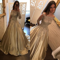 SP1026,Luxury Gold Off the Shoulder Prom Dresses,Princess Long Sleeves Quinceanera Gown  - Thumbnail 1