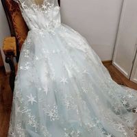 Cute & Fairy A Line Round Neck Cap Sleeves Stars Lace Prom Dresses - Thumbnail 1