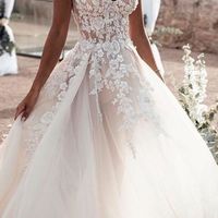 SP1034,Ball Gown Sweetheart Open Back Light Champagne Tulle Wedding Dresses with Appliques,Charming Bridal Gown - Thumbnail 1