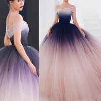SP1039,Off-the-shoulder Prom Gown,Ombre Ball Gown,Ombre Prom Dresses Cheap Evening Dresses - Thumbnail 1