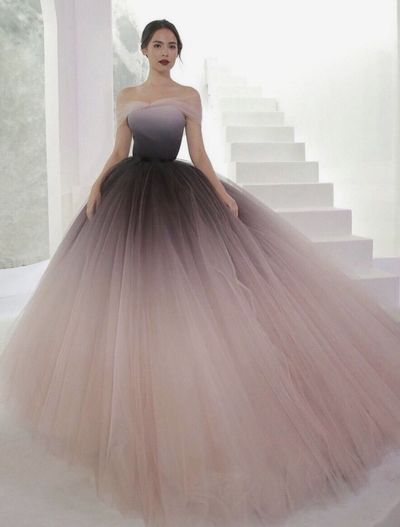 SP1039,Off-the-shoulder Prom Gown,Ombre Ball Gown,Ombre Prom Dresses Cheap Evening Dresses