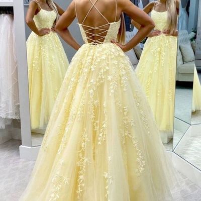 Sp1040,yellow lace prom dress backless,evening dress,winter formal dress,pageant dance dresses,graduation school party gown - Thumbnail 5