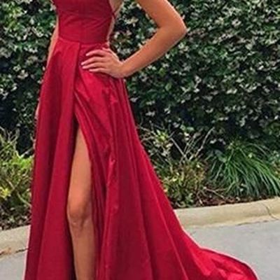 Sp1046,red sexy side slit spaghetti straps cheap long evening prom dresses,cheap sweet 16 dresses - Thumbnail 5
