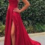 SP1046,Red Sexy Side Slit Spaghetti Straps Cheap Long Evening Prom Dresses,Cheap Sweet 16 Dresses-1