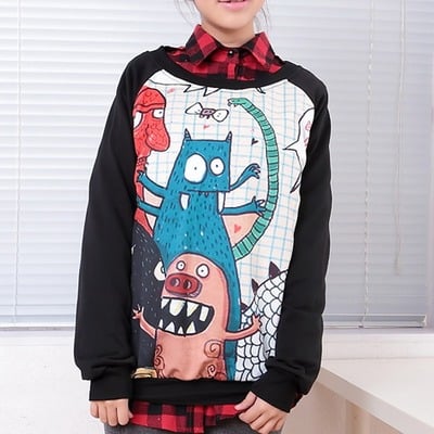 Cartoon monsters long sleeve sweater