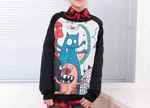 Cartoon Monsters Long Sleeve Sweater